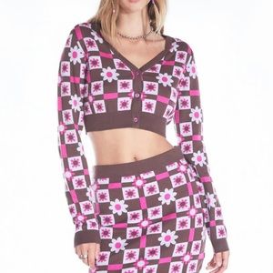 DELIAS* by DOLLSKILL FLORAL CROPPED ARGLE CARDIGAN